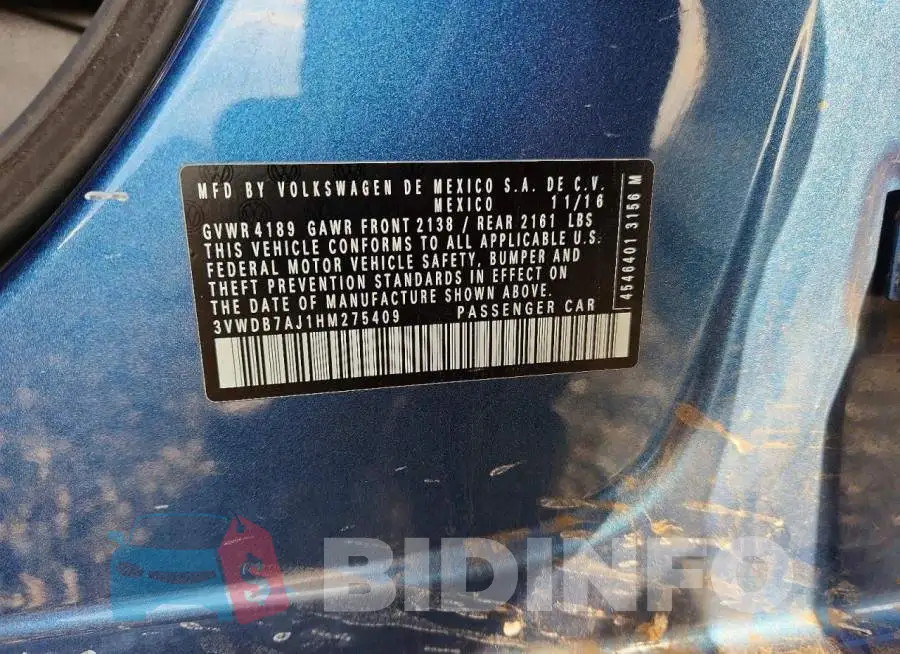 3VWDB7AJ1HM275409 Photo# 12