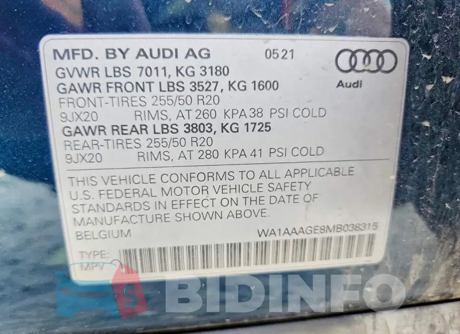 WA1AAAGE8MB038315 Photo# 14
