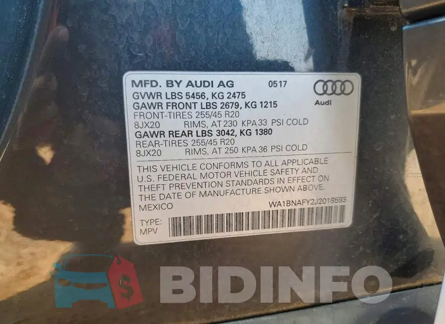 WA1BNAFY2J2018593 Photo# 13