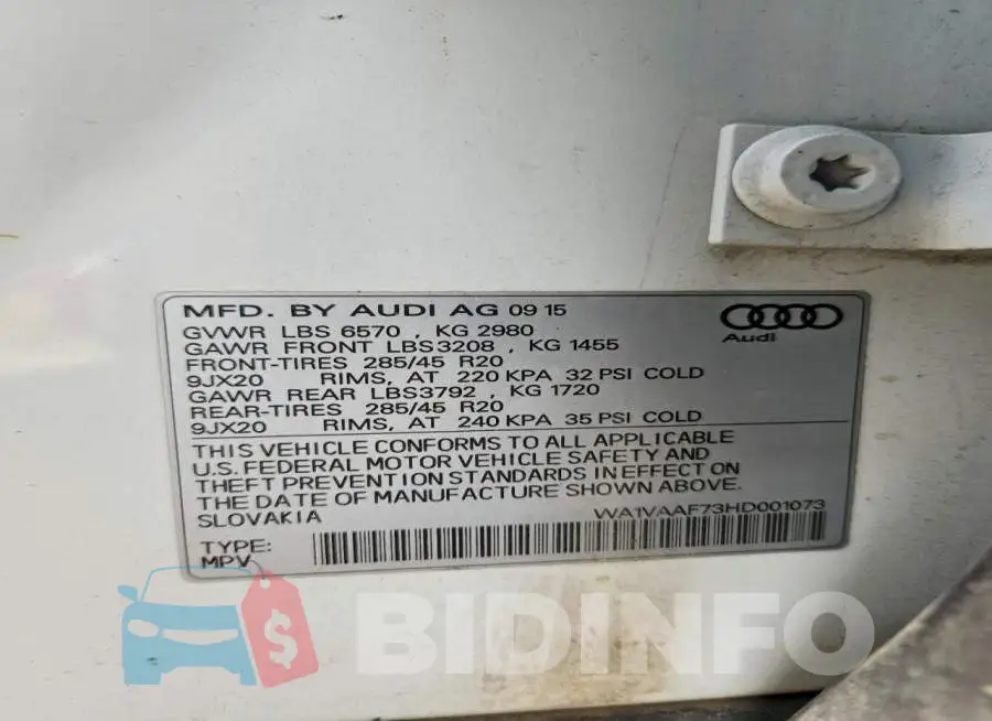 WA1VAAF73HD001073 Photo# 14