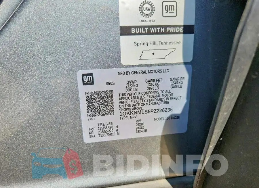 1GKKNMLS5PZ226236 Photo# 13