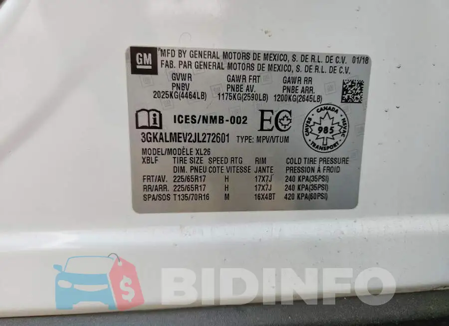 3GKALMEV2JL272601 Photo# 14