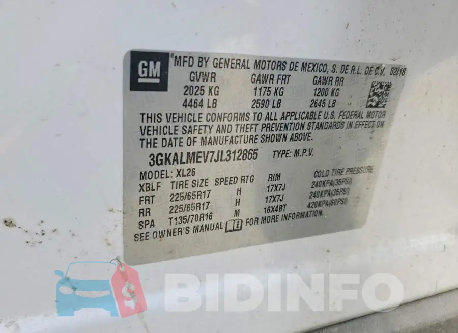 3GKALMEV7JL312865 Photo# 13