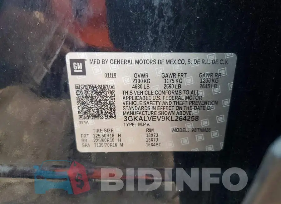 3GKALVEV9KL264258 Photo# 13