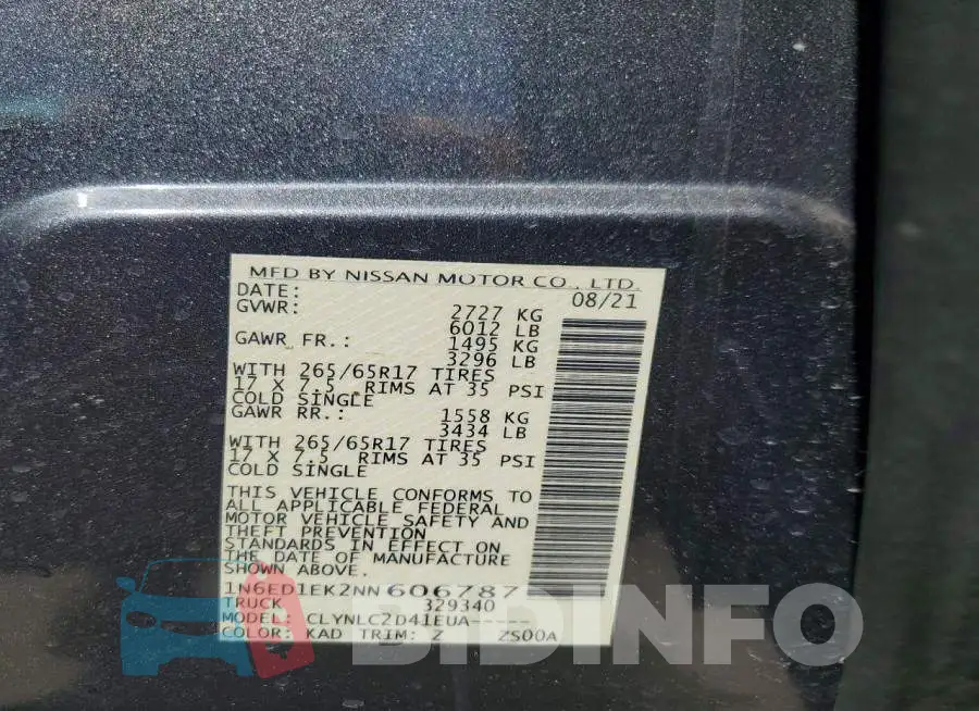 1N6ED1EK2NN606787 Photo# 13