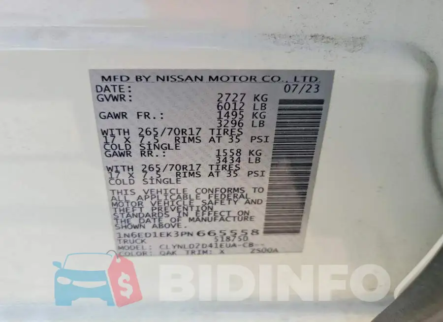 1N6ED1EK3PN665558 Photo# 13