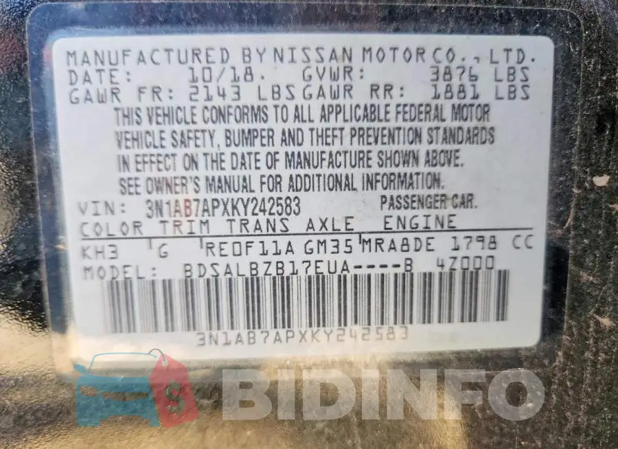 3N1AB7APXKY242583 Photo# 12