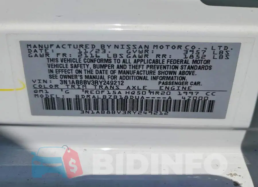 3N1AB8BV3RY249212 Photo# 12