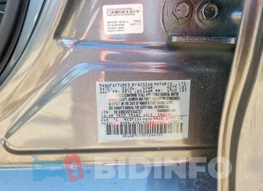 3N1AB9CV9TY244737 Photo# 12