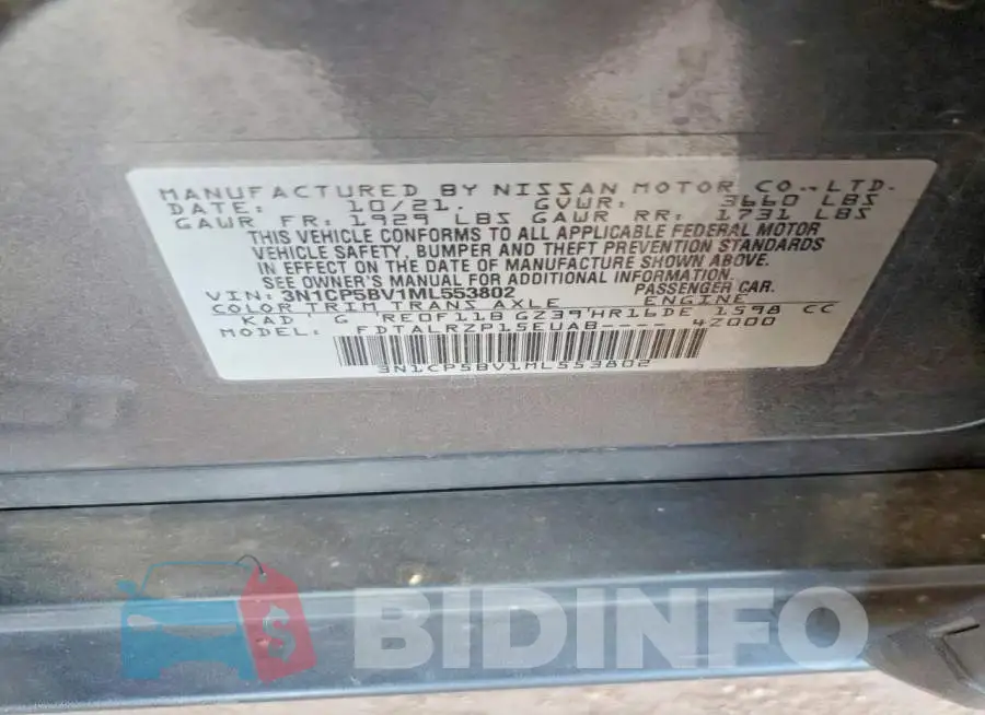 3N1CP5BV1ML553802 Photo# 12