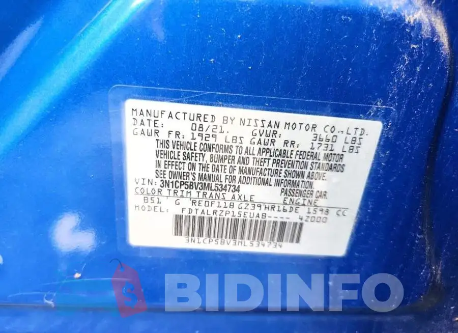 3N1CP5BV3ML534734 Photo# 13