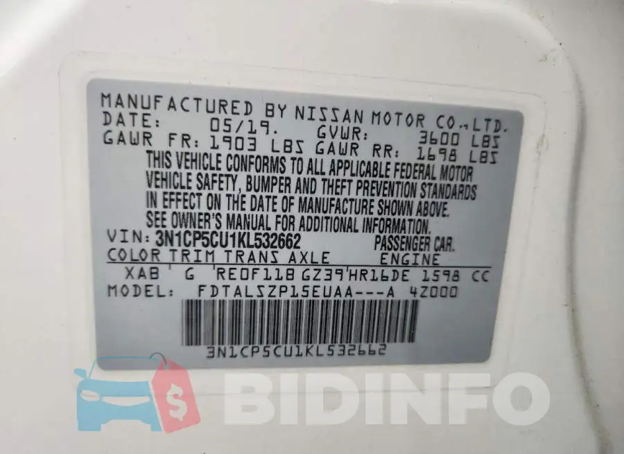 3N1CP5CU1KL532662 Photo# 13
