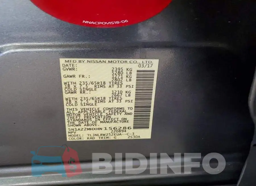 5N1AZ2MHXHN156286 Photo# 13
