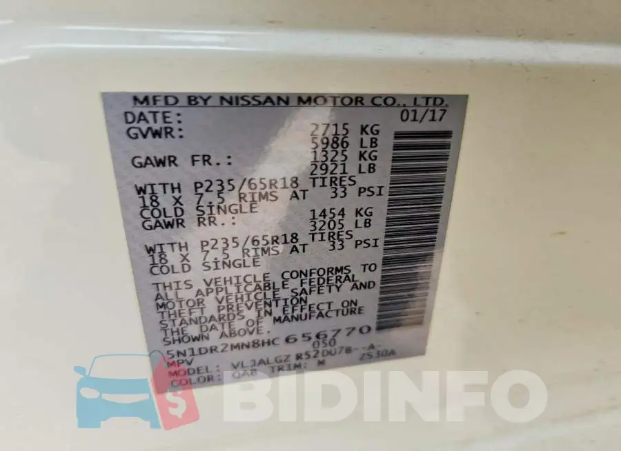 5N1DR2MN8HC656770 Photo# 14