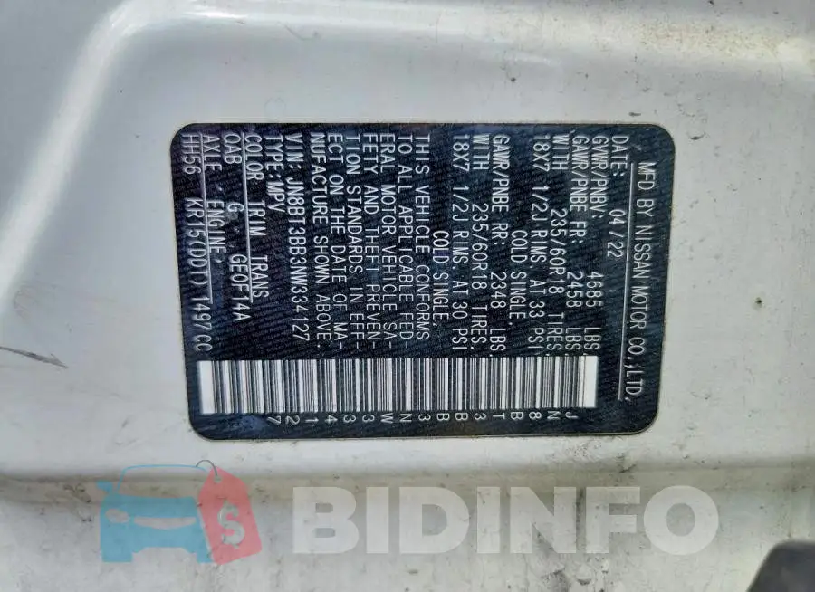 JN8BT3BB3NW334127 Photo# 13