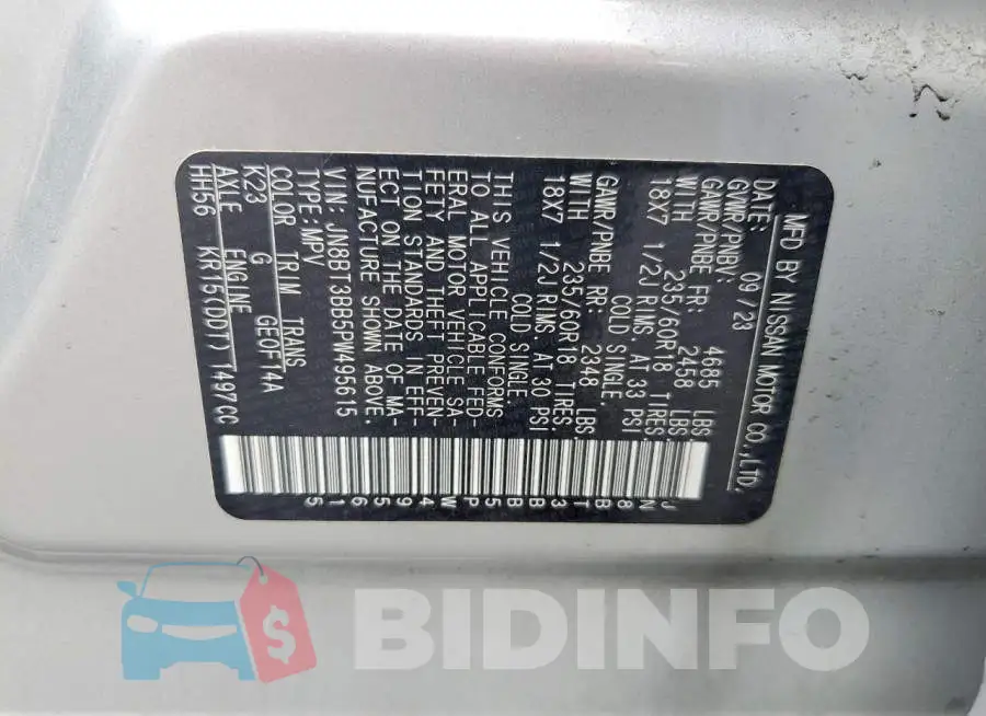 JN8BT3BB5PW495615 Photo# 13