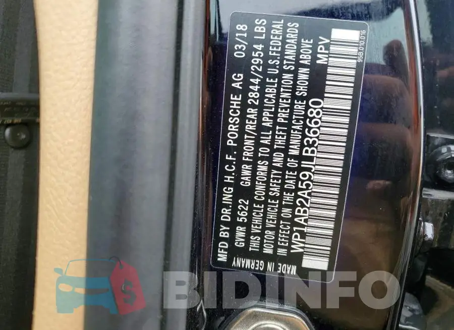 WP1AB2A59JLB36680 Photo# 13