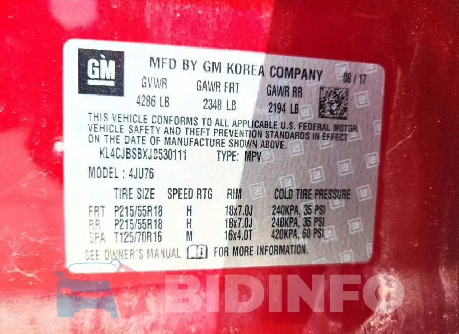 KL4CJBSBXJB530111 Photo# 13