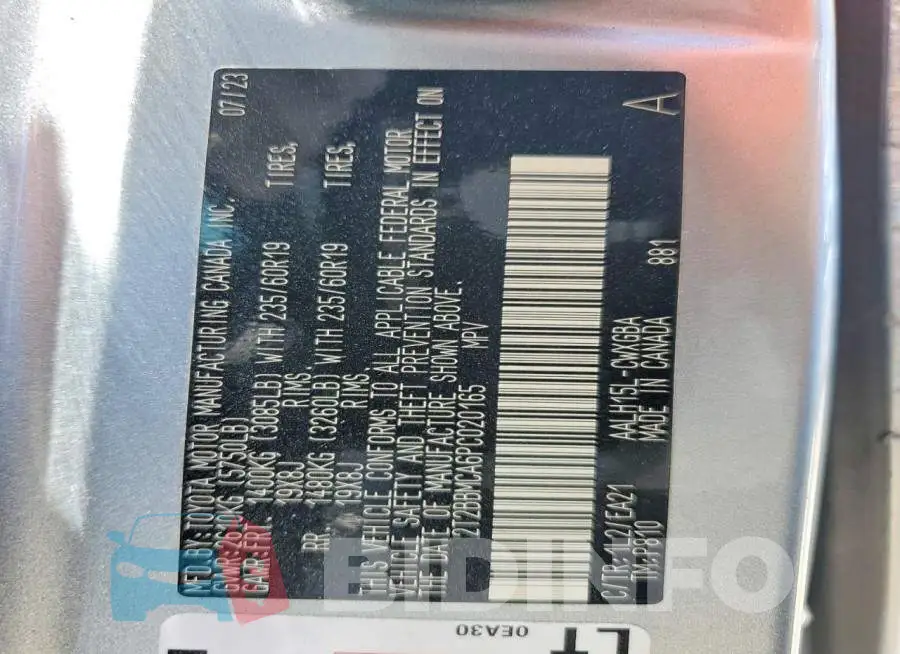 2T2BBMCA6PC020165 Photo# 14