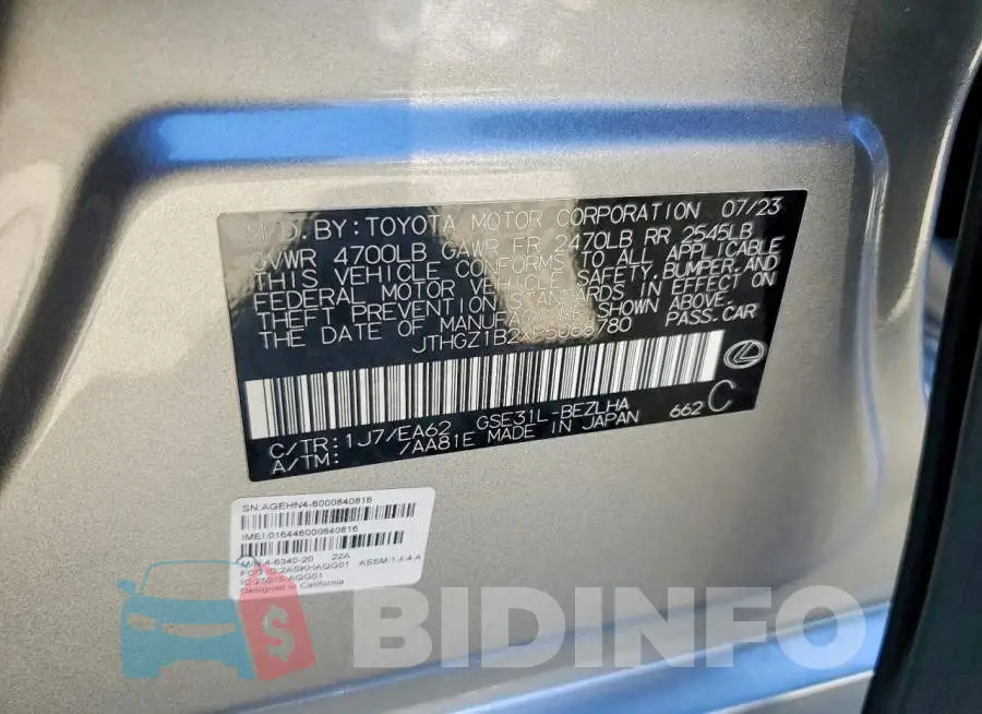 JTHGZ1B2XP5068780 Photo# 12