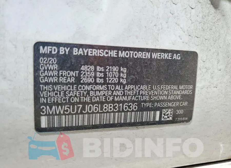 3MW5U7J06L8B31636 Photo# 12
