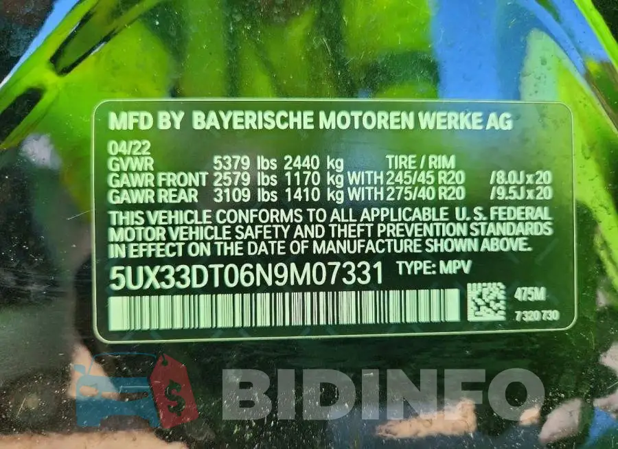 5UX33DT06N9M07331 Photo# 13