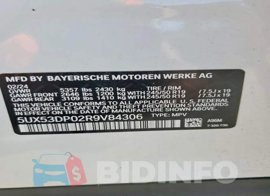 5UX53DP02R9V84306 Photo# 12