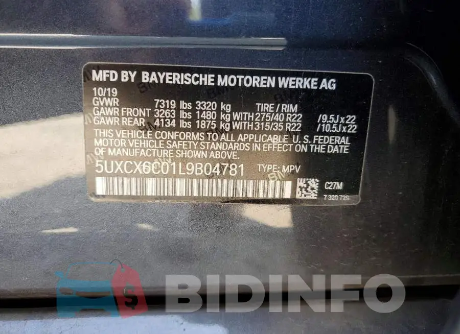 5UXCX6C01L9B04781 Photo# 14