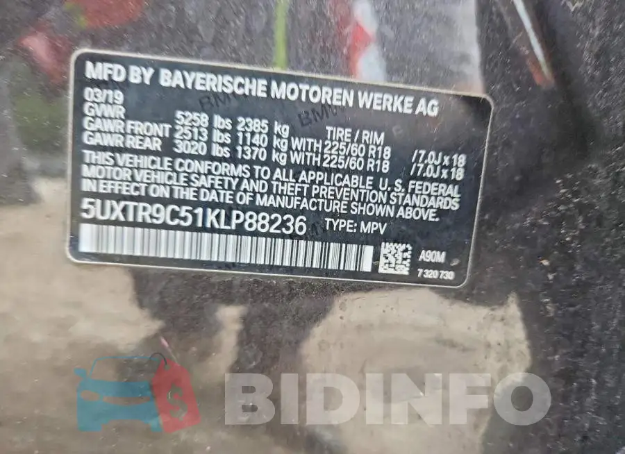 5UXTR9C51KLP88236 Photo# 13