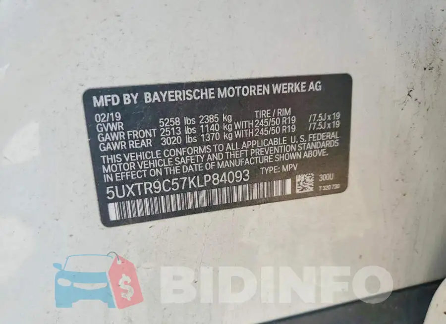 5UXTR9C57KLP84093 Photo# 13