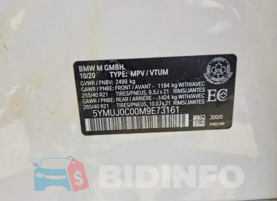 5YMUJ0C00M9E73161 Photo# 14