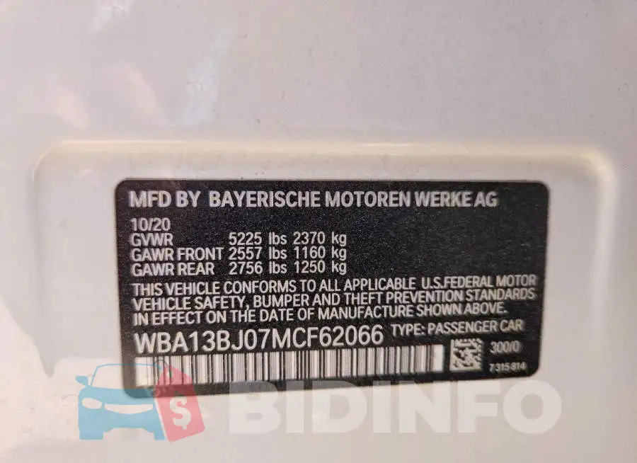 WBA13BJ07MCF62066 Photo# 13