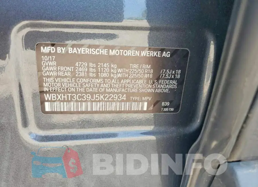 WBXHT3C39J5K22934 Photo# 13