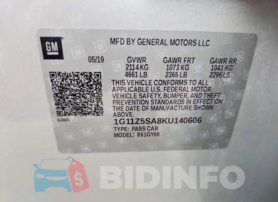 1G11Z5SA8KU140606 Photo# 12