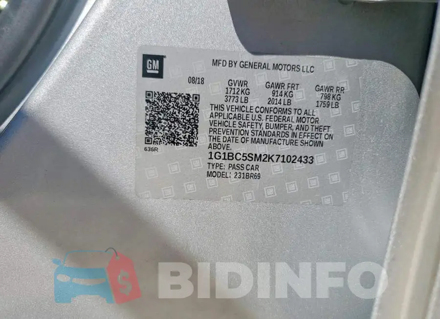 1G1BC5SM2K7102433 Photo# 13