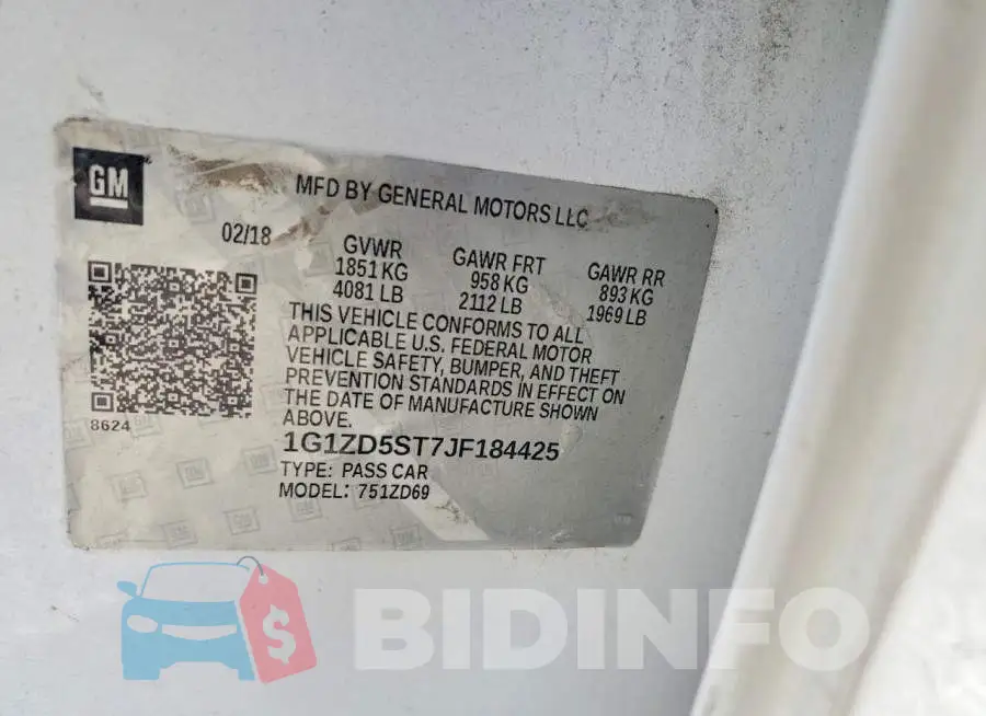 1G1ZD5ST7JF184425 Photo# 12