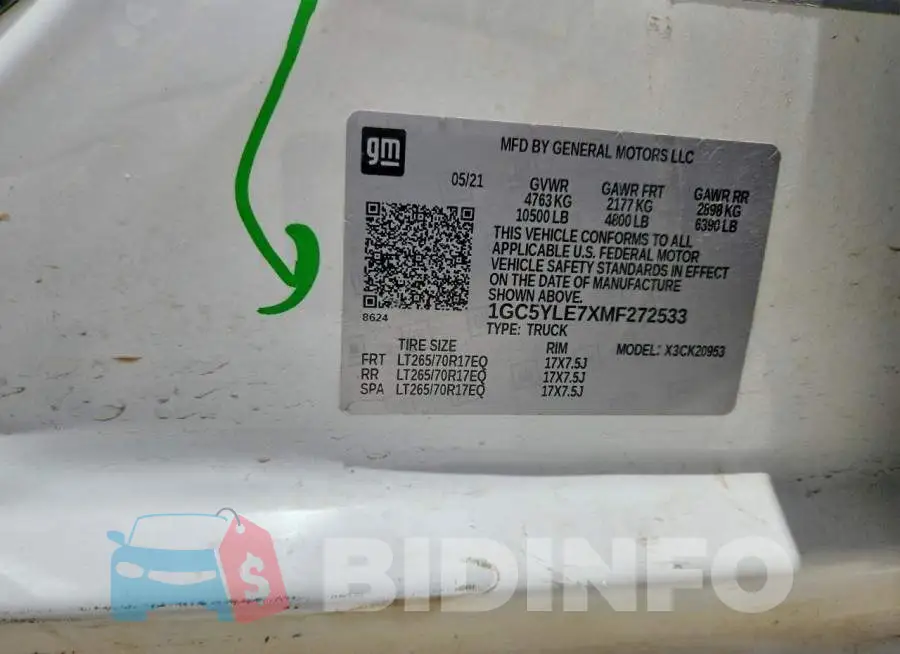 1GC5YLE7XMF272533 Photo# 12
