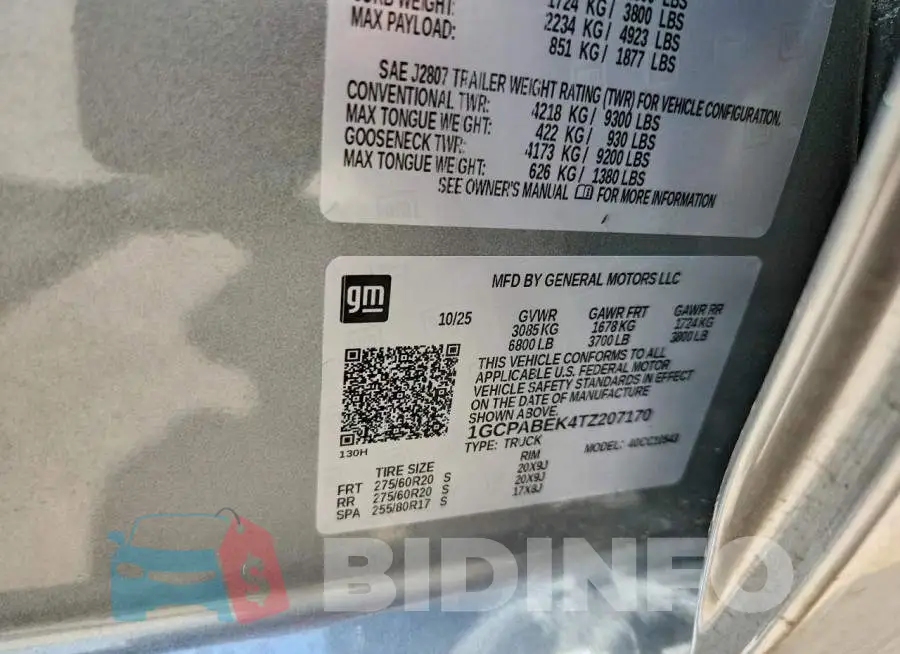 1GCPABEK4TZ207170 Photo# 12