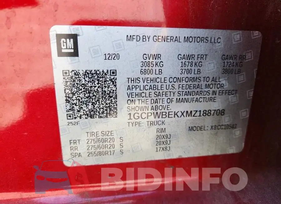 1GCPWBEKXMZ188708 Photo# 12