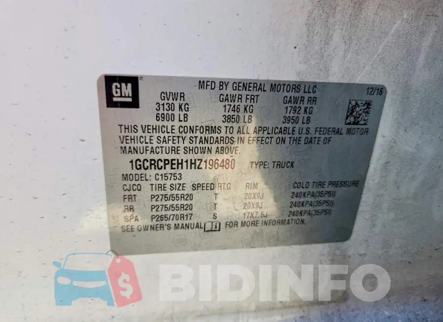 1GCRCPEH1HZ196480 Photo# 12