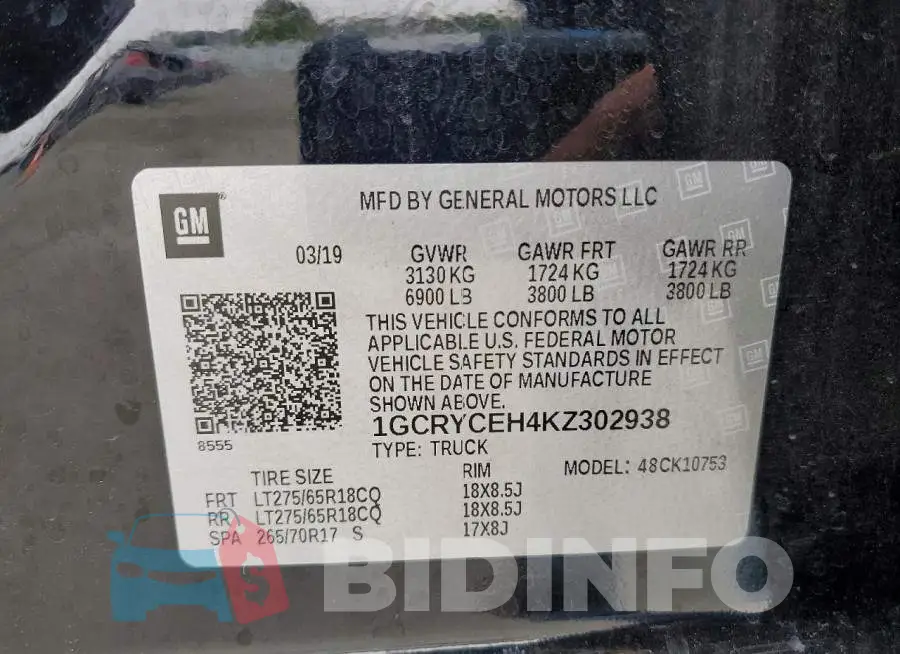 1GCRYCEH4KZ302938 Photo# 12