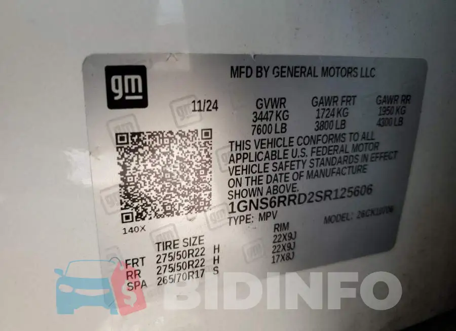 1GNS6RRD2SR125606 Photo# 14