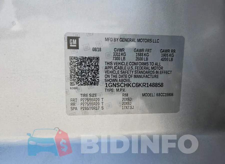1GNSCHKC6KR148858 Photo# 13