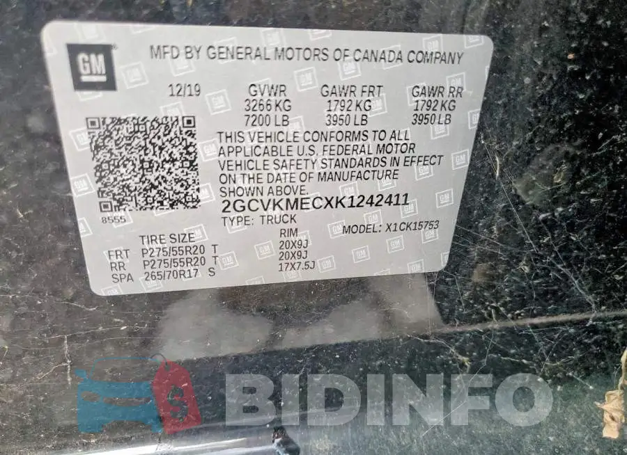 2GCVKMECXK1242411 Photo# 12