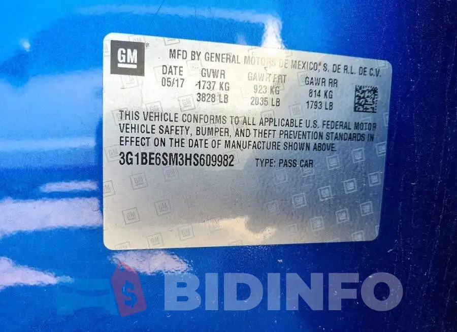 3G1BE6SM3HS609982 Photo# 13
