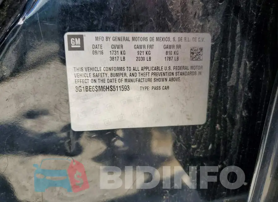 3G1BE6SM6HS511593 Photo# 12