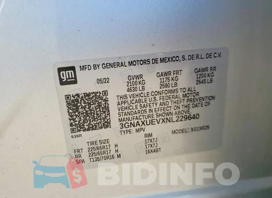 3GNAXUEVXNL229640 Photo# 13