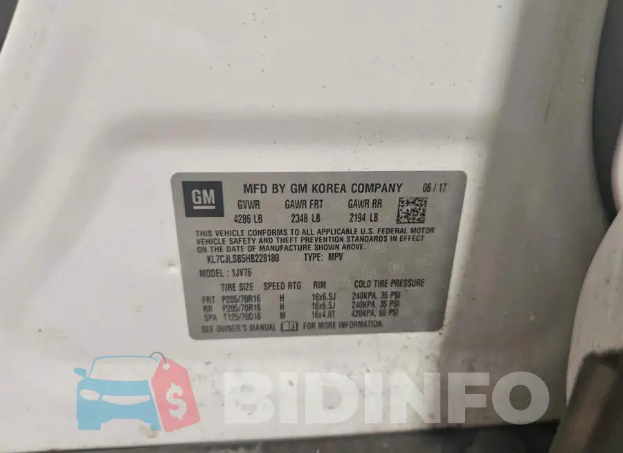 KL7CJLSB5HB228180 Photo# 13