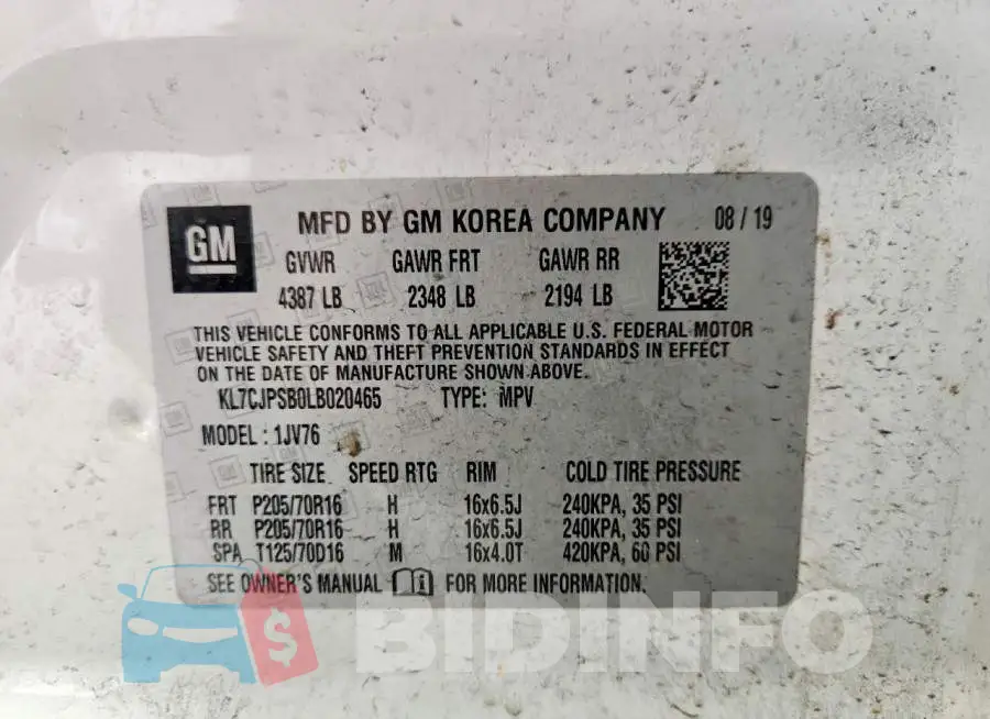 KL7CJPSB0LB020465 Photo# 13