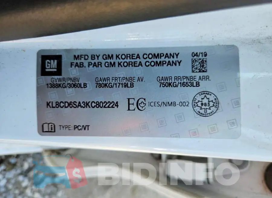 KL8CD6SA3KC802224 Photo# 12